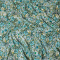 Powder blue viscose crepe fabric with multicolor print in floral design-D15645 Regal Fabrics