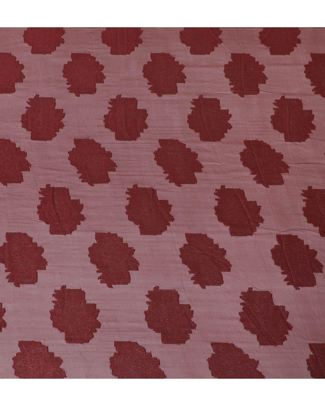 Maroon synthetic chiffon fabric with same tone viscose and metallic lurex in floral design-D11904