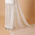 Off white Premium Wedding French chantilly lace fabric with gold metallic stripe design-D8367