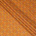 قماش فيسكوز قطني برتقالي الخردل مع طباعة باللون الأسود والبرتقالي والذهبي بتصميم الباتيك-D14195