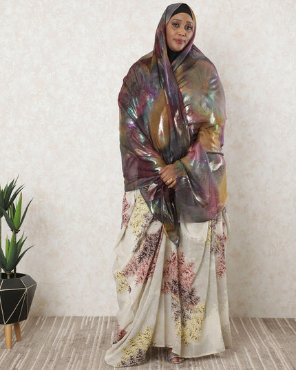 Multicolor premium pure silk chiffon garbasaar with same tone metallic lurex in fancy design-D11586 Regal Fabrics