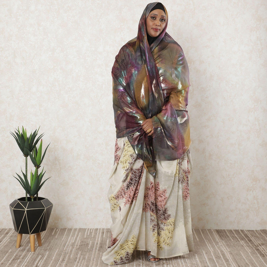 Multicolor premium pure silk chiffon garbasaar with same tone metallic lurex in fancy design-D11586 Regal Fabrics