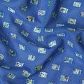 Royal blue Premium Swiss cotton voile thobe with multicolor jacquard embroidery in clip cord design-D11631