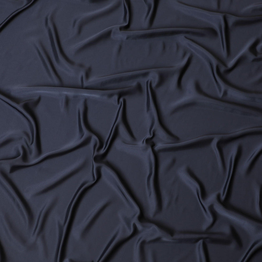 Dark Navy blue plain 100% Biodegradable cupro fabric with satin finish-D7865
