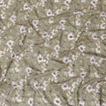 Olive green cotton voile fabric with brown, off white and mustard yellow print in floral design-D10745 Regal Fabrics