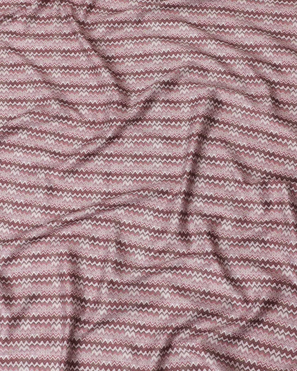 Cerise pink cotton satin fabric with multicolor print in abstract design-D15454