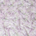 Light lilac Premium pure silk chiffon fabric with multicolor print having neon green metallic lurex in floral design-D15467