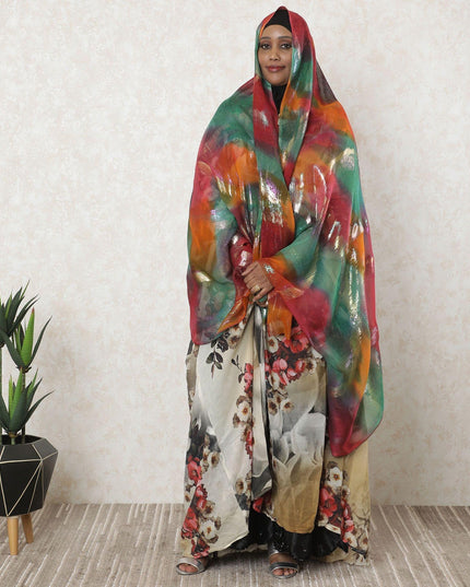 Multicolor premium pure silk chiffon garbasaar with same tone metallic lurex in fancy design-D11587 Regal Fabrics