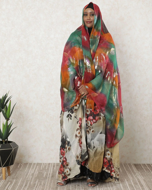 Multicolor premium pure silk chiffon garbasaar with same tone metallic lurex in fancy design-D11587 Regal Fabrics