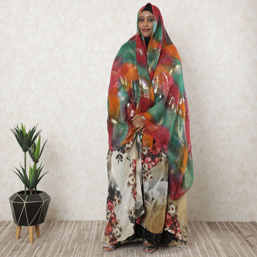 Multicolor premium pure silk chiffon garbasaar with same tone metallic lurex in fancy design-D11587 Regal Fabrics