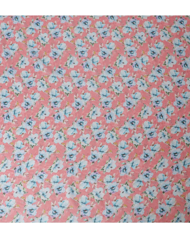 Salmon blended viscose fabric with multicolor print in floral design-D13311 Regal Fabrics