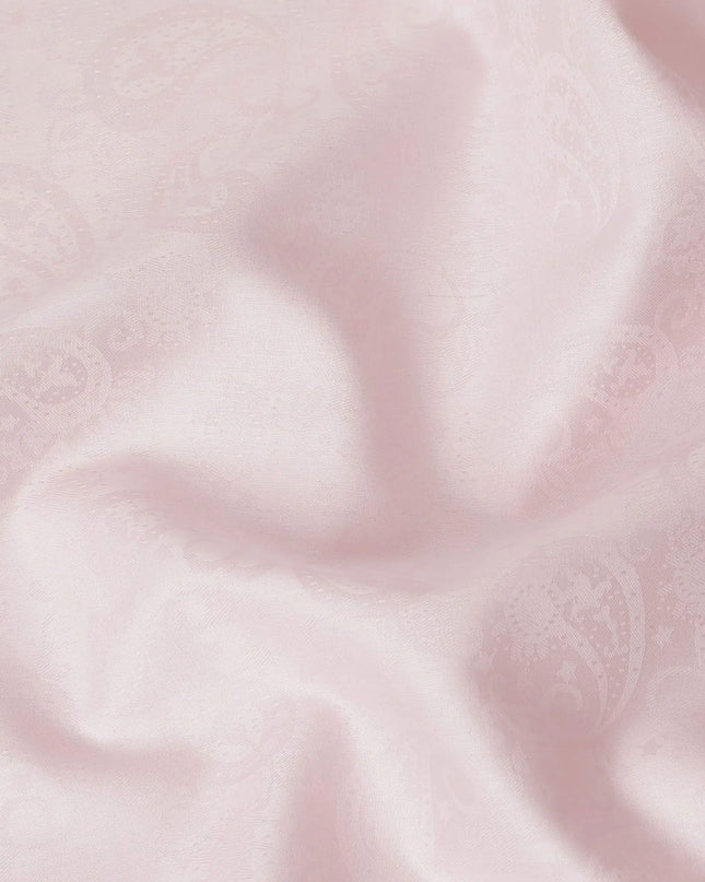 Crepe pink cotton satin fabric in self design having same tone jacquard-D6821 Regal Fabrics