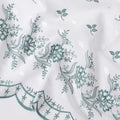 White Premium Swiss cotton voile thobe with same tone and sea green embroidery in floral design having stone work-D11628