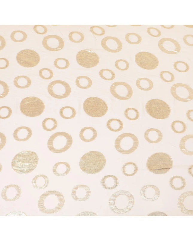 Flamingo pink synthetic chiffon fabric with gold metallic lurex in Abstract design-D8425 Regal Fabrics