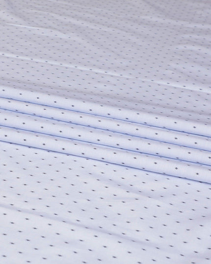 قماش القمصان القطني 100% باللون الأزرق الفاتح مع جاكار باللون الأزرق الداكن بتصميم منقط-D7285