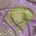Purple Premium pure silk chiffon fabric with Paris green print having gold metallic lurex in dot design-D14300