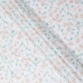 White Premium pure cotton voile fabric with brown and turquoise green embroidery in floral design-D15232