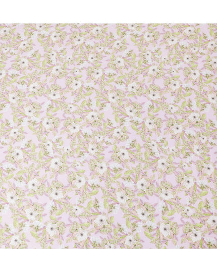 Light pink cotton satin fabric with multicolor print in floral design-D15264