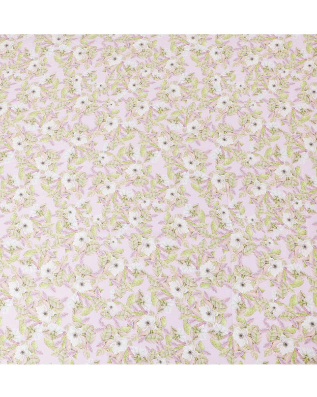 Light pink cotton satin fabric with multicolor print in floral design-D15264