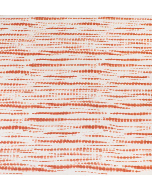 Beige cotton lawn fabric with brick red print in fancy design-D14244