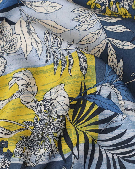Powder blue Premium viscose fabric with multicolor print in floral design-D12355 Regal Fabrics