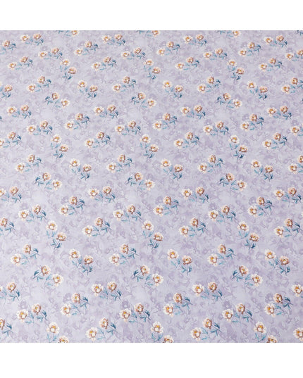 Light lavender synthetic crepe fabric with multicolor print having stone work in floral design-D15308