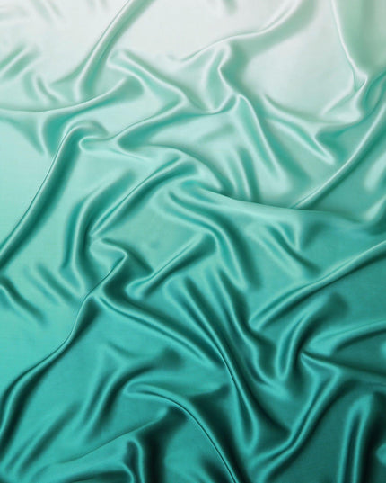 مسحوق أزرق إلى أزرق فيروزي قماش ساتان حريري خالص ممتاز بتصميم متدرج - D15477