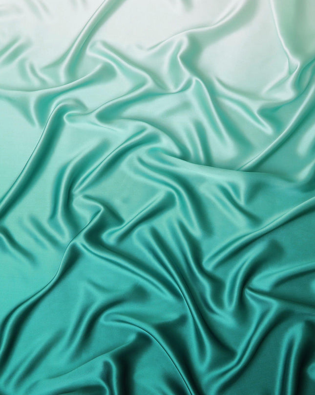 مسحوق أزرق إلى أزرق فيروزي قماش ساتان حريري خالص ممتاز بتصميم متدرج - D15477