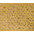 Mustard yellow cotton voile fabric with beige and brown embroidery in floral design-D14474