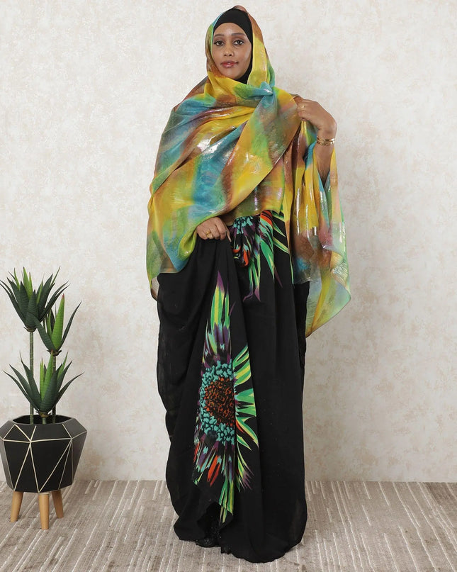 Multicolor premium pure silk chiffon garbasaar with same tone metallic lurex in fancy design-D11585 Regal Fabrics