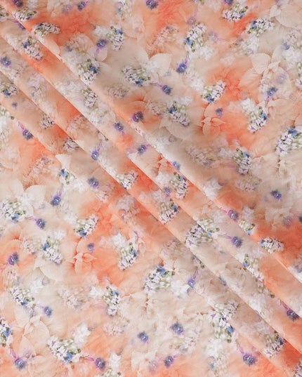 قماش ساتان قطني مطبوع متعدد الألوان بتصميم زهور-D15279