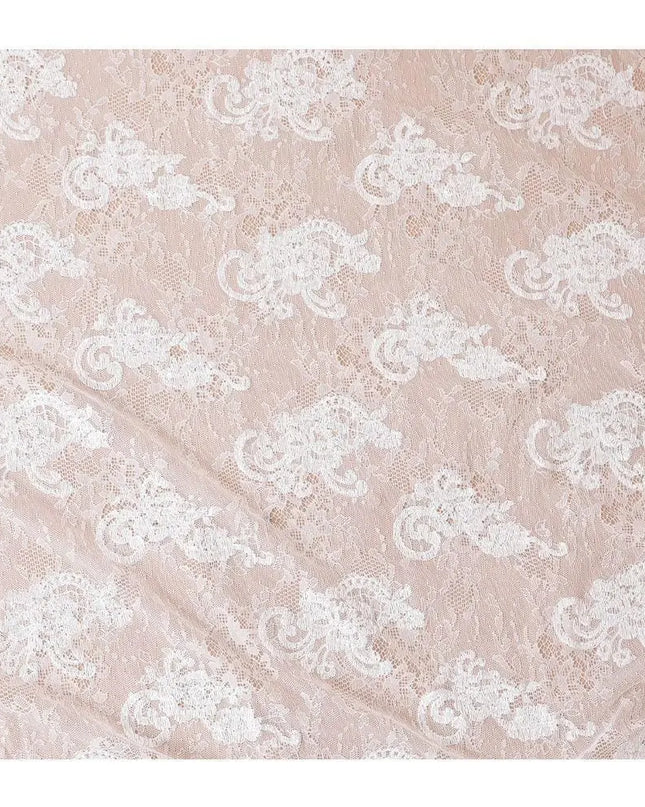 White lace fabric with same tone embroidery in fancy design-D9242 Regal Fabrics
