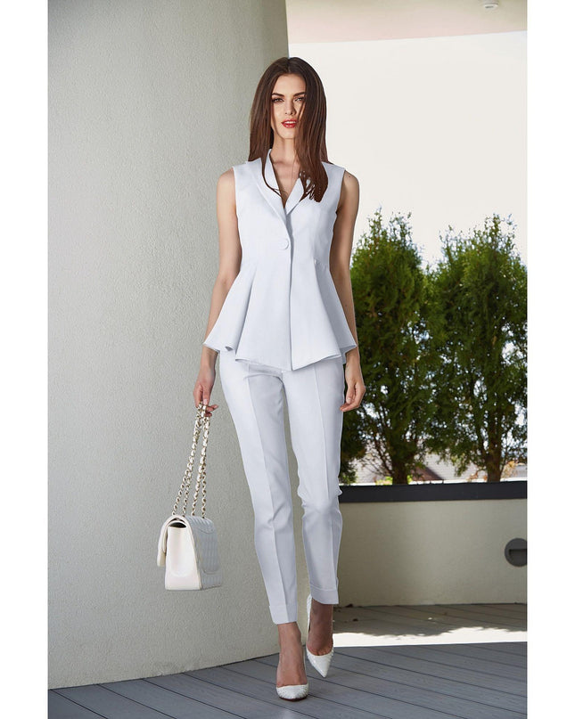 Light powder blue blended cotton shirting fabric with same tone self design-D10831