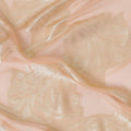 Light peach Premium pure French (Fransawi) silk chiffon fabric with gold metallic lurex in floral design-D9668