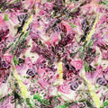 White Premium Italian silk chiffon dirac (makmal) fabric with multicolor print having velvet jacquard in floral design-D8698 Regal Fabrics