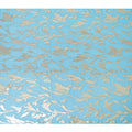 Sky blue Premium pure silk chiffon with gold metallic lurex in Leaf design-D11359