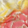 Multicolor Premium pure silk chiffon with gold metallic lurex in abstract design-D11366