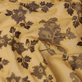 قماش فوال قطني تورتيلا بني مع تطريز بني موكا وذهبي بتصميم زهور-D8537