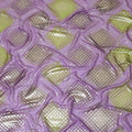 Purple Premium pure silk chiffon fabric with Paris green print having gold metallic lurex in dot design-D14300