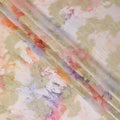 Multicolor synthetic chiffon fabric with gold metallic lurex in fancy design-D12599