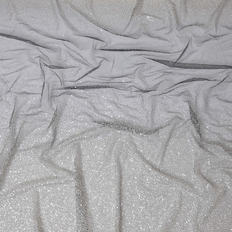 قماش تول نايلون أسود مع نفس الترتر والخرز بتصميم فاخر -D13968