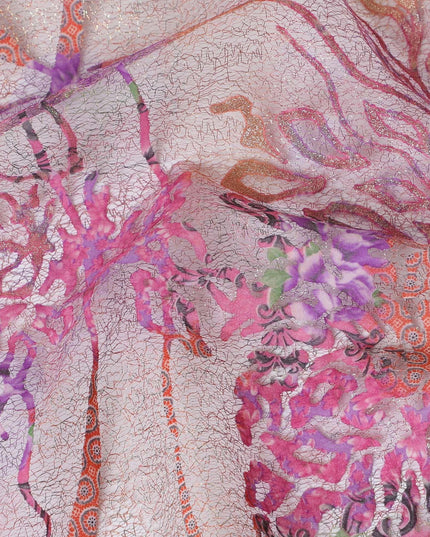 Multicolor mesh tulle fabric with flocking in fancy design-D14033 Regal Fabrics