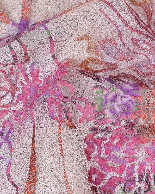 Multicolor mesh tulle fabric with flocking in fancy design-D14033 Regal Fabrics