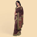 Maroon art silk saree with multicolor embroidery in paisleyl design-D12774 Regal Fabrics