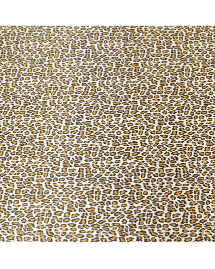 Beige premium 100% pure silk satin fabric with mustard, olive green and black print in animal skin design-D9287