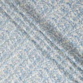 Cream blended cotton fabric with baby blue print in floral design-D15133