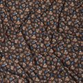 Black viscose crepe printed fabric with multi colour prints in floral design-D11158
