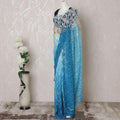 Electric blue to Azure blue Premium pure French chantilly lace saree having stone work in ombre design-D14602 Regal Fabrics