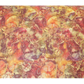 Squash orange Premium 100% Italian cotton voile (Sudanese Thobe) fabric with red and burgundy print having golden metallic foil finish in floral design-D13534 - Regal Fabrics