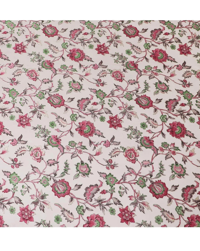 Cream synthetic chiffon fabric with multicolor print having jacquard in floral design-D13770 Regal Fabrics